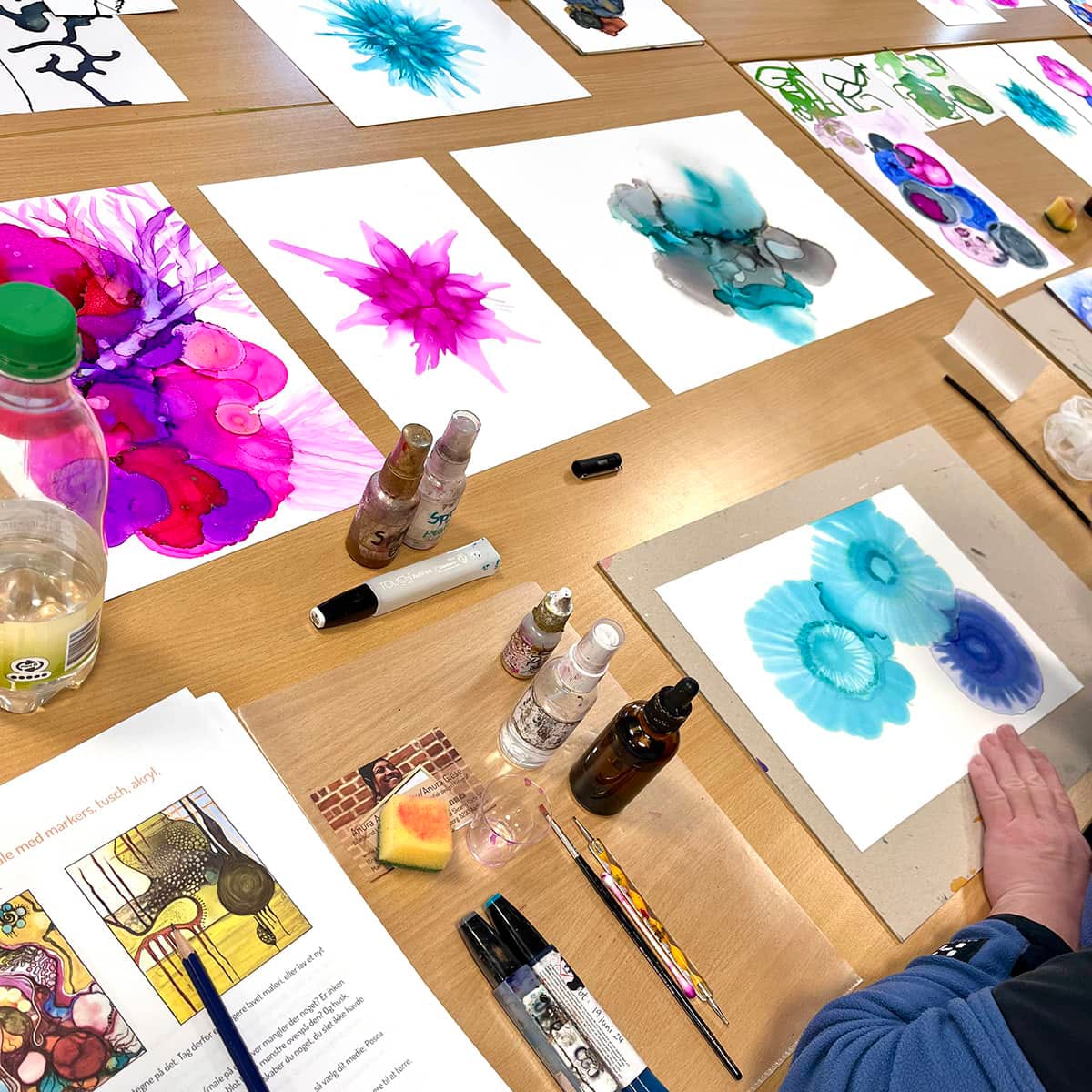 Alkohol ink | Lavet på kursus i FOF Aarhus