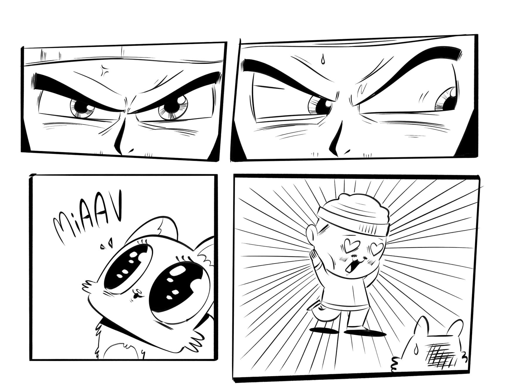 Manga tegning fra workshop i manga og tegneserietegning hos FOF København og Nordsjælland