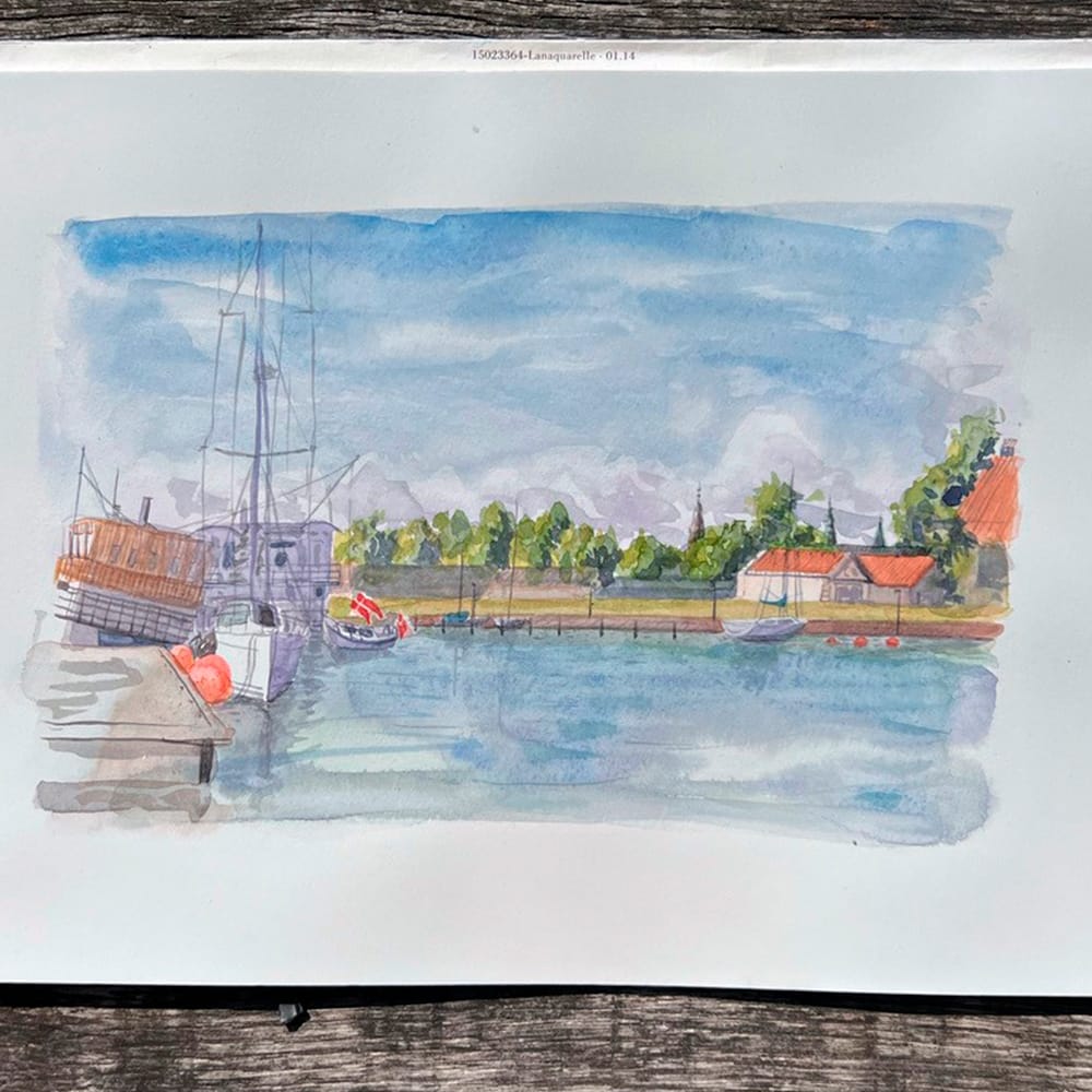 Watercolour painting at course on evening school