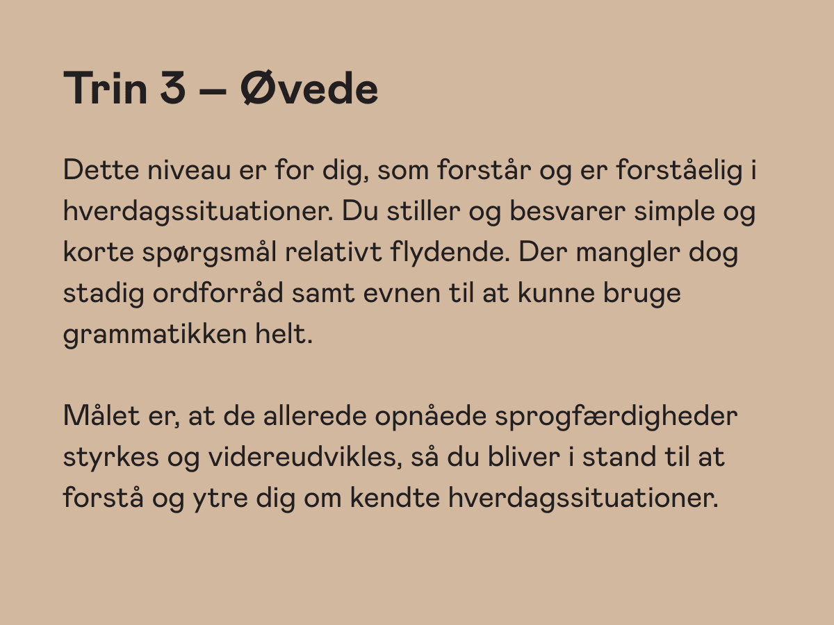 Niveaubeskrivelse til sprogundervisning - trin 3