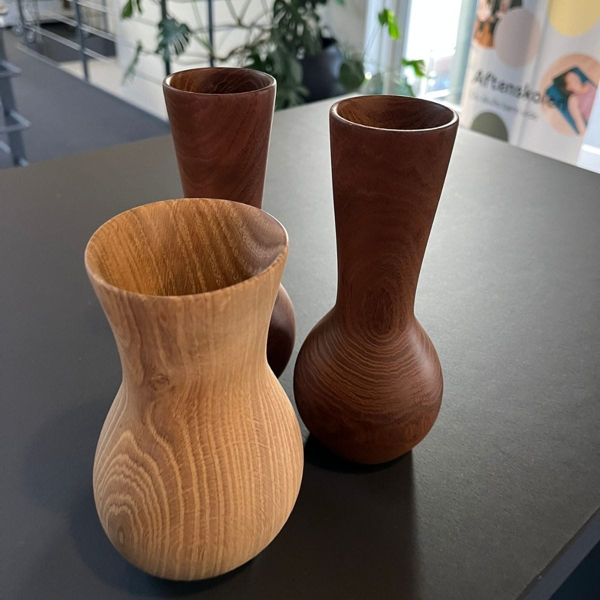 3 træ vaser