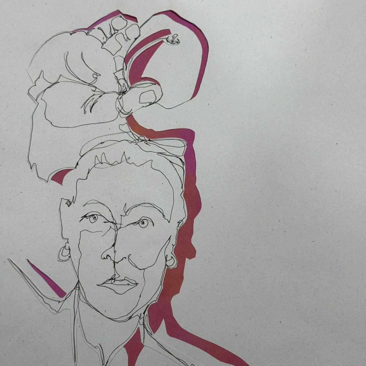 Stregtegning af ansigt og hånd