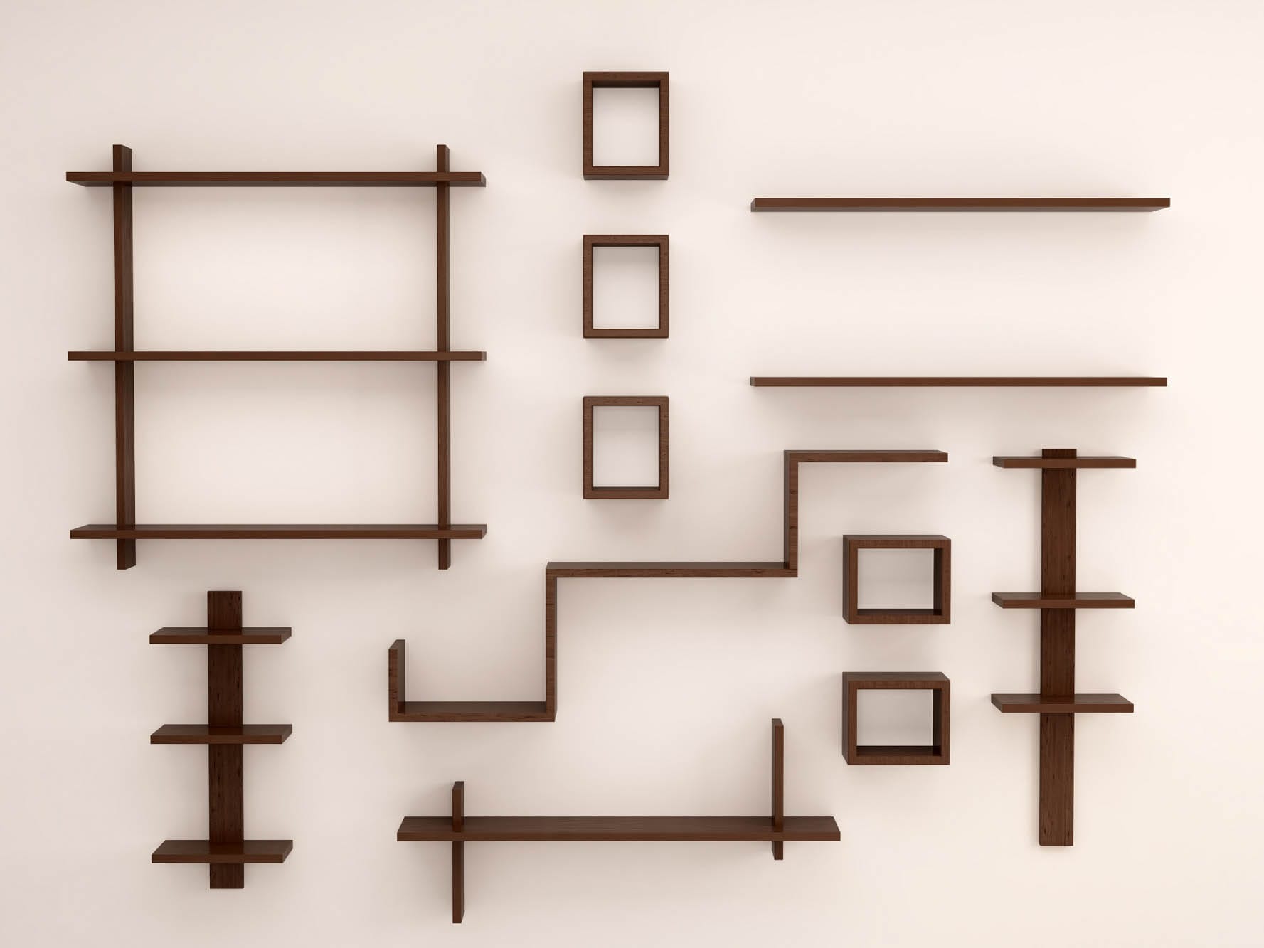 Hylder i træ lavet af deltagere på snedkerkursus hos aftenskolen