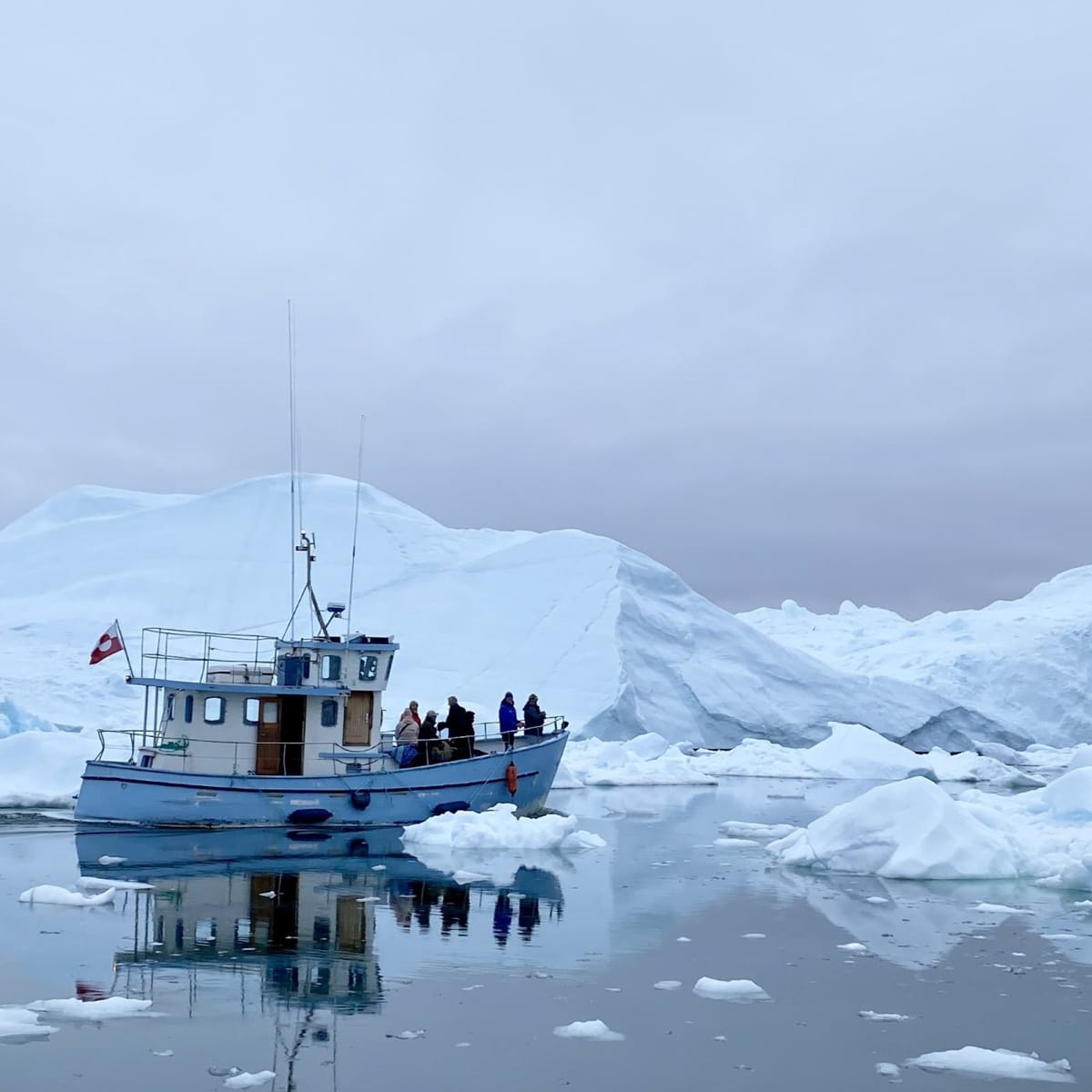 Sejlads gennem isbjerge i Grønland